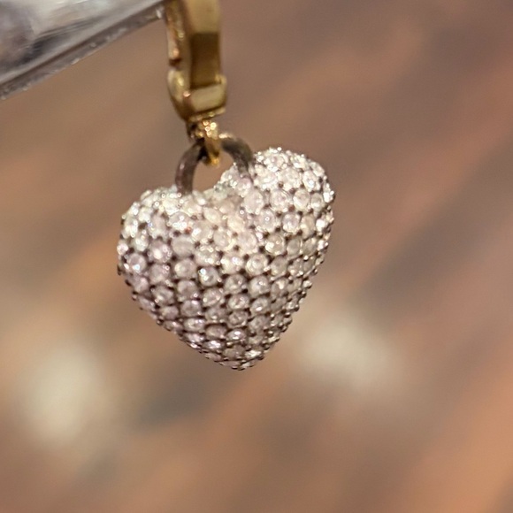 Juicy Couture Logo Signature Crystals Gold Tone Puffed Pave Heart Charm Vintage - Picture 11 of 12
